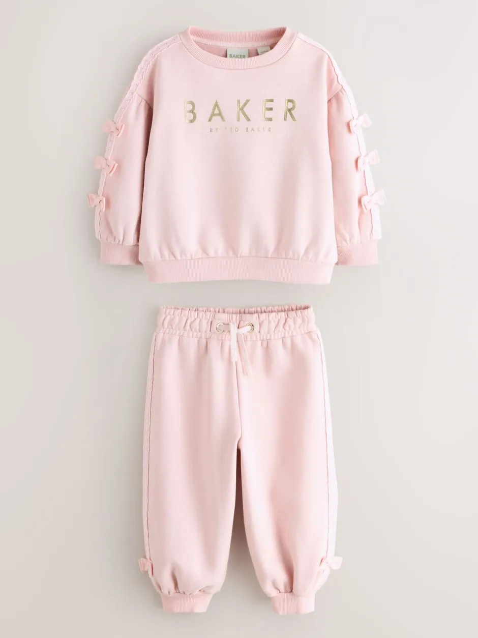 Sweaters En Hoody´S|Baker by Ted Baker - Blue 2 Piece Side Bow Detail Sweat & Joggers Set Roze