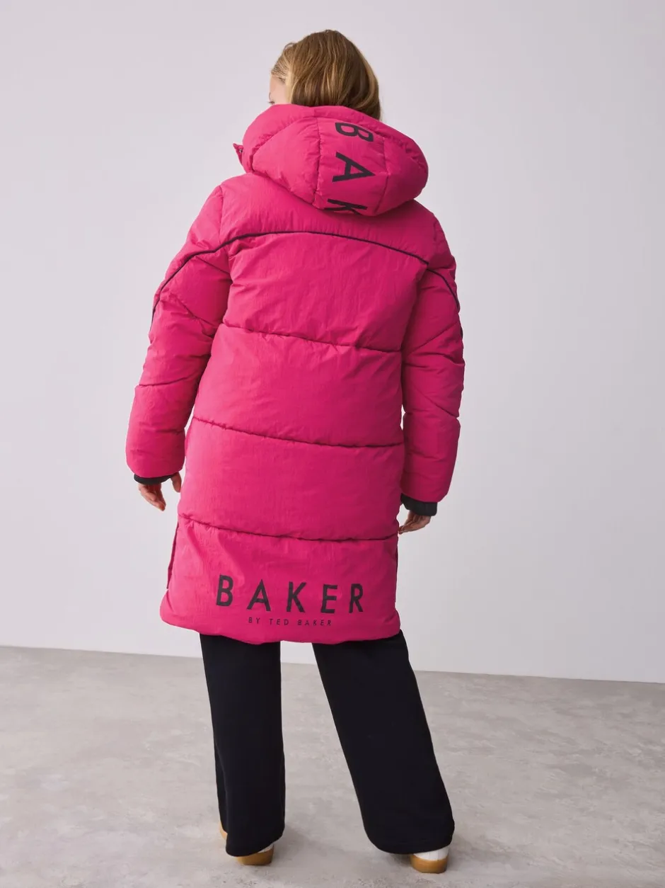 Schoolkleding|Jassen En Jacks*Baker by Ted Baker - meisjes regenbestendige gewatteerde lange jas Roze