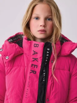 Schoolkleding|Jassen En Jacks*Baker by Ted Baker - meisjes regenbestendige gewatteerde lange jas Roze
