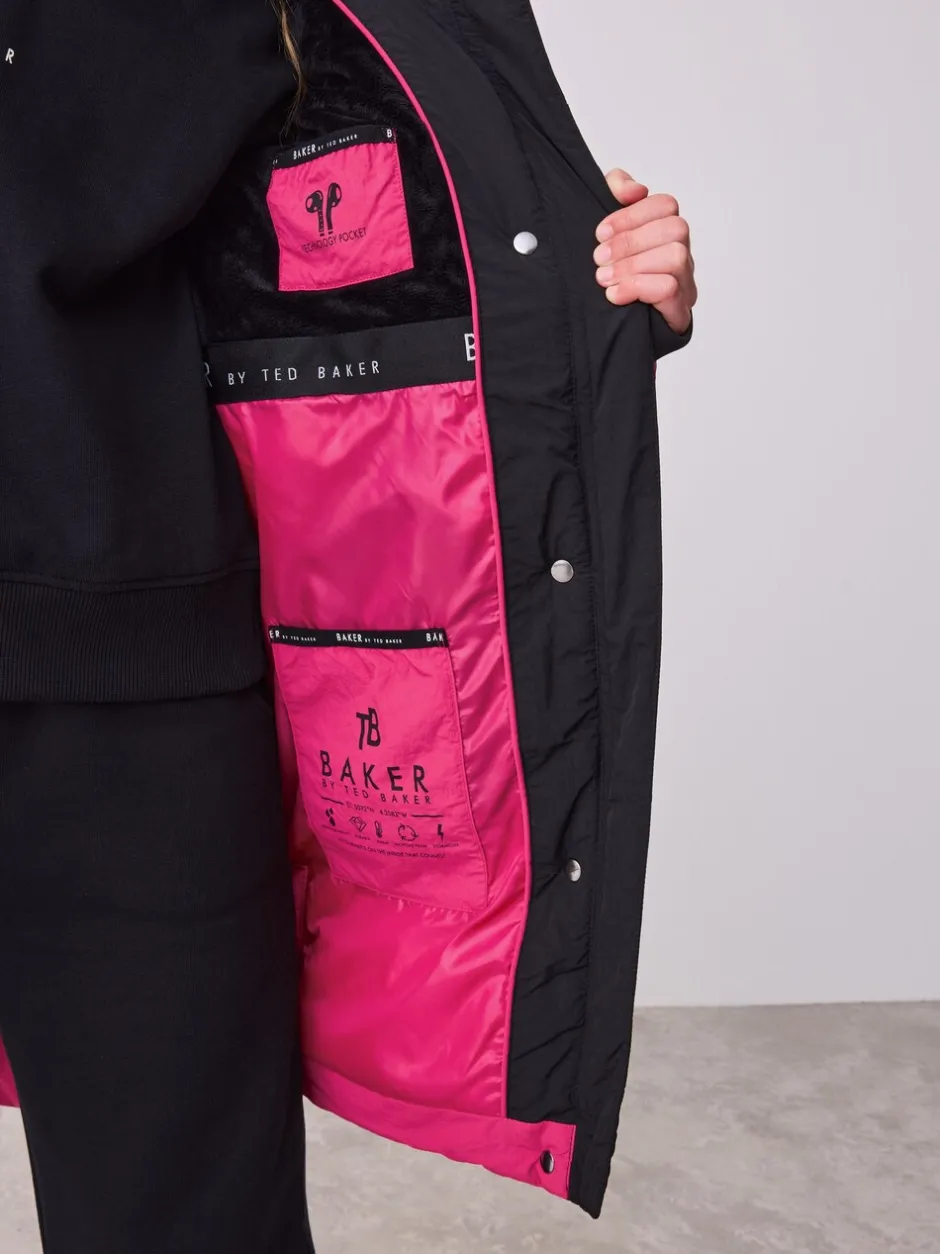 Schoolkleding|Jassen En Jacks*Baker by Ted Baker - meisjes regenbestendige gewatteerde lange jas Roze