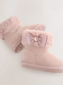 Pantoffels*Baker by Ted Baker - - Meisjespantoffels met imitatiebont en strik Roze