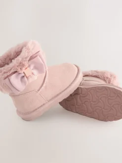 Pantoffels*Baker by Ted Baker - - Meisjespantoffels met imitatiebont en strik Roze