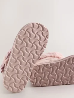 Pantoffels*Baker by Ted Baker - - Meisjespantoffels met imitatiebont en strik Roze