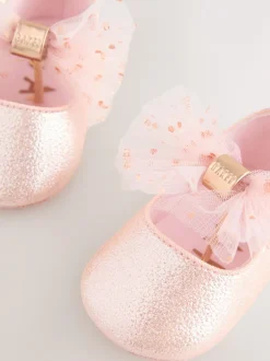 Gelegenheidskleding*Baker by Ted Baker Roze - babyslofjes met strik voor meisjes