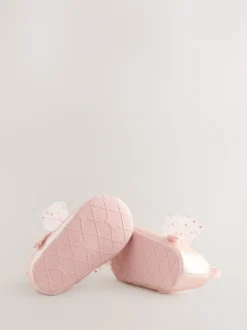 Gelegenheidskleding*Baker by Ted Baker Roze - babyslofjes met strik voor meisjes
