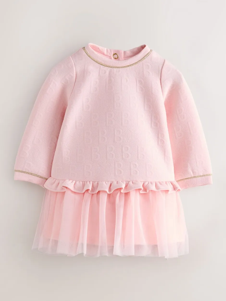 Jurken*Baker by Ted Baker - Jacquard jurk met reliëf en mesh zoom Roze