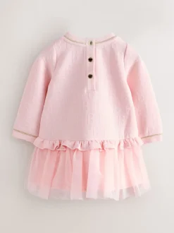 Jurken*Baker by Ted Baker - Jacquard jurk met reliëf en mesh zoom Roze
