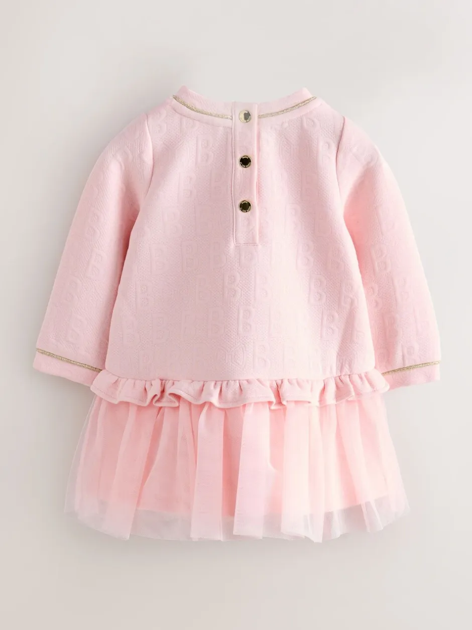Jurken*Baker by Ted Baker - Jacquard jurk met reliëf en mesh zoom Roze