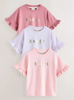 T-Shirts*Baker by Ted Baker Roze - 3 Pack Boxy Fit Frill Graphic Printed T-Shirts