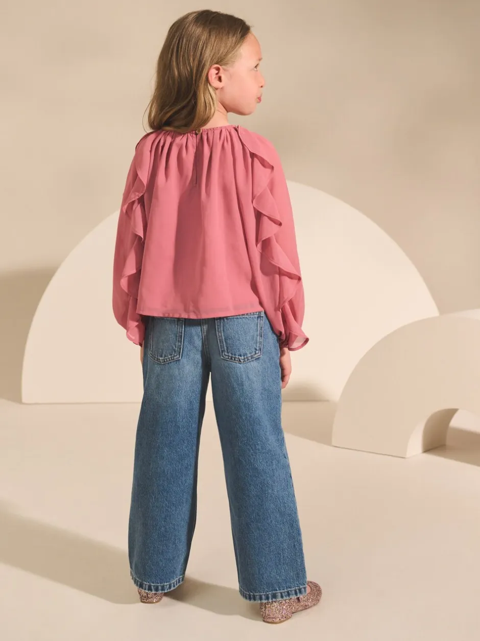 Overhemden En Blouses|Next Roze - Blouse met lange mouwen en ruches (3-16jr)