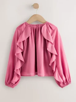 Overhemden En Blouses|Next Roze - Blouse met lange mouwen en ruches (3-16jr)