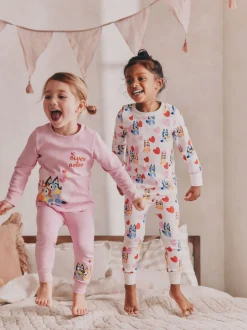 Nachtkleding En Pyjama's|Pyjama's*Next Roze - Bluey Knusse pyjama's met lange mouwen van 100% katoen, 2 verpakking (12mnd-8jr)