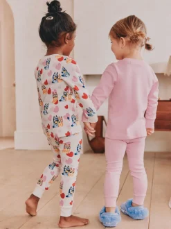 Nachtkleding En Pyjama's|Pyjama's*Next Roze - Bluey Knusse pyjama's met lange mouwen van 100% katoen, 2 verpakking (12mnd-8jr)