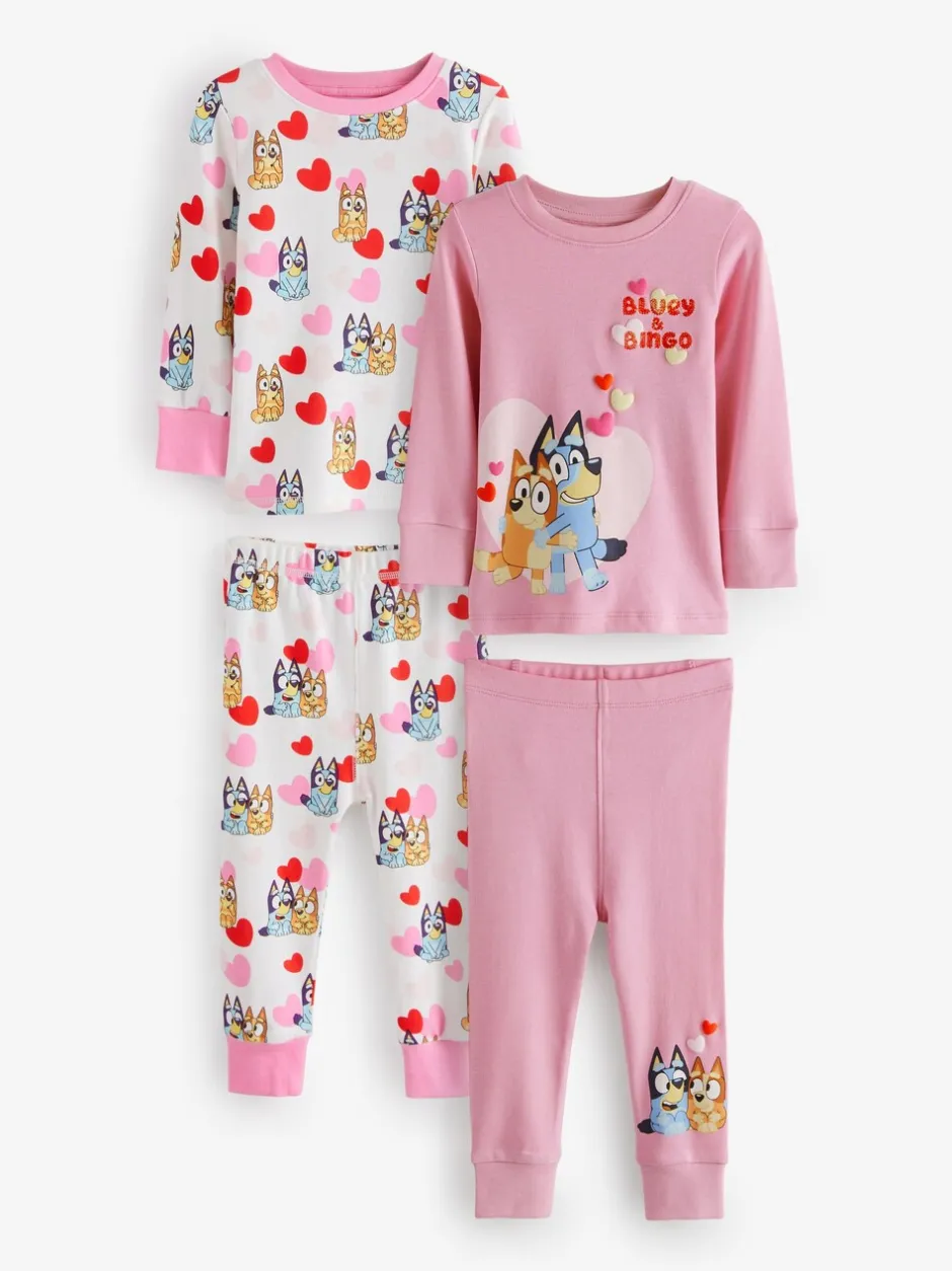 Nachtkleding En Pyjama's|Pyjama's*Next Roze - Bluey Knusse pyjama's met lange mouwen van 100% katoen, 2 verpakking (12mnd-8jr)