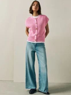 Mutsen, Handschoenen En Sjaals|Next - Button Through Knitted Tank Roze