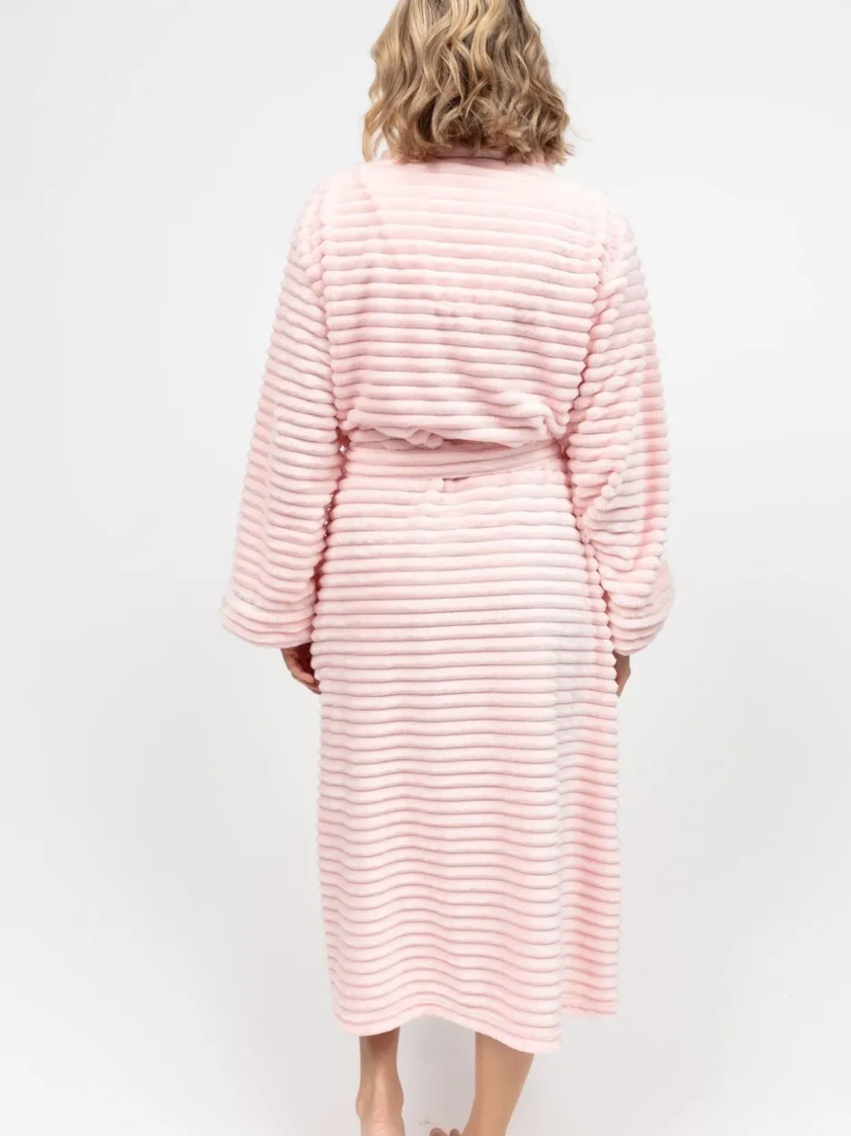 Badjassen*Cyberjammies - Striped Sealskin Fleecy Dressing Gown Roze