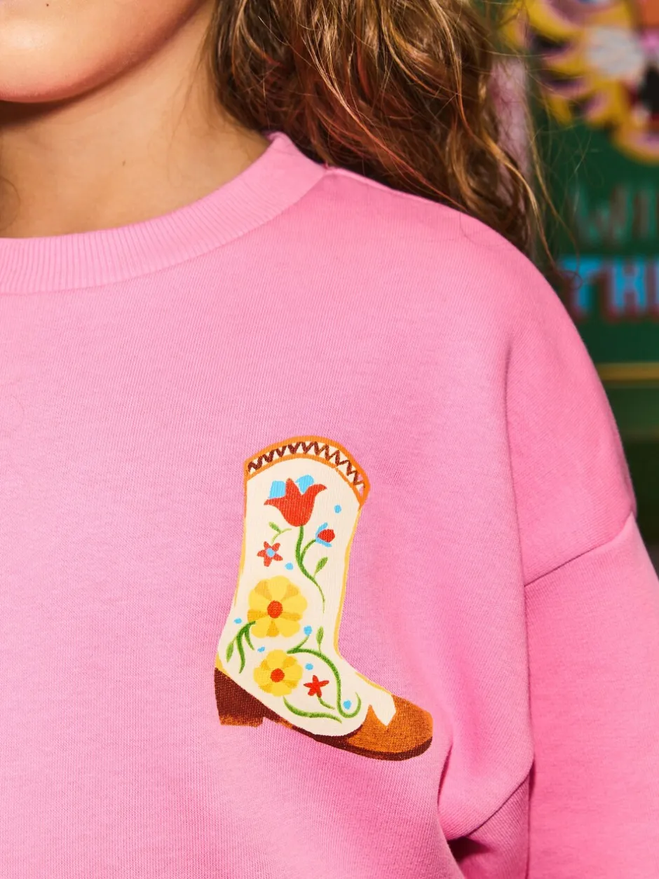 Sweaters En Hoody´S|Eleanor Bowmer - Graphic Oversized Crew Neck Sweatshirt Roze