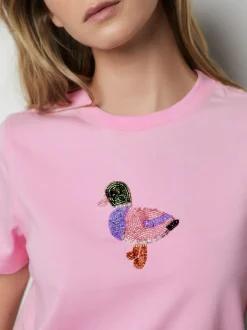 Tops En T-Shirts*Next Roze - Embellished Duck Short Sleeve Crew Neck Top