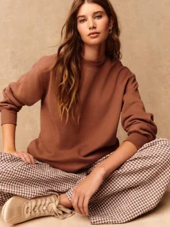 Loungewear|Hoody's En Sweatshirts*Next Roze - Essentials sweatshirt met relaxte pasvorm, lange snit en zakken