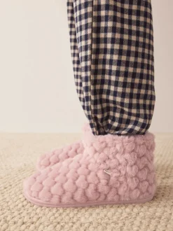 Pantoffels|Next - Faux Fur Heart Slipper Boots Roze
