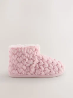 Pantoffels|Next - Faux Fur Heart Slipper Boots Roze