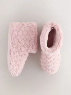 Pantoffels|Next - Faux Fur Heart Slipper Boots Roze