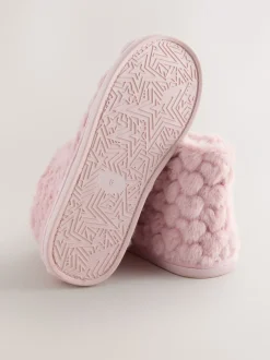 Pantoffels|Next - Faux Fur Heart Slipper Boots Roze