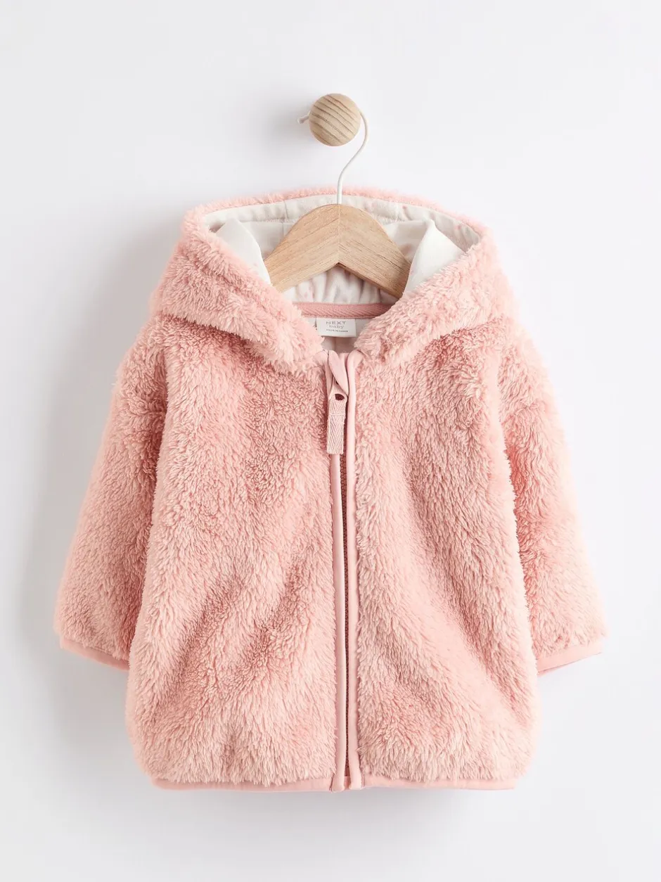 Jassen, Jacks En Kinderwagenpakjes|Jassen En Jacks|Next - Fleece babyjack met capuchon (0mnd-2jr) Roze