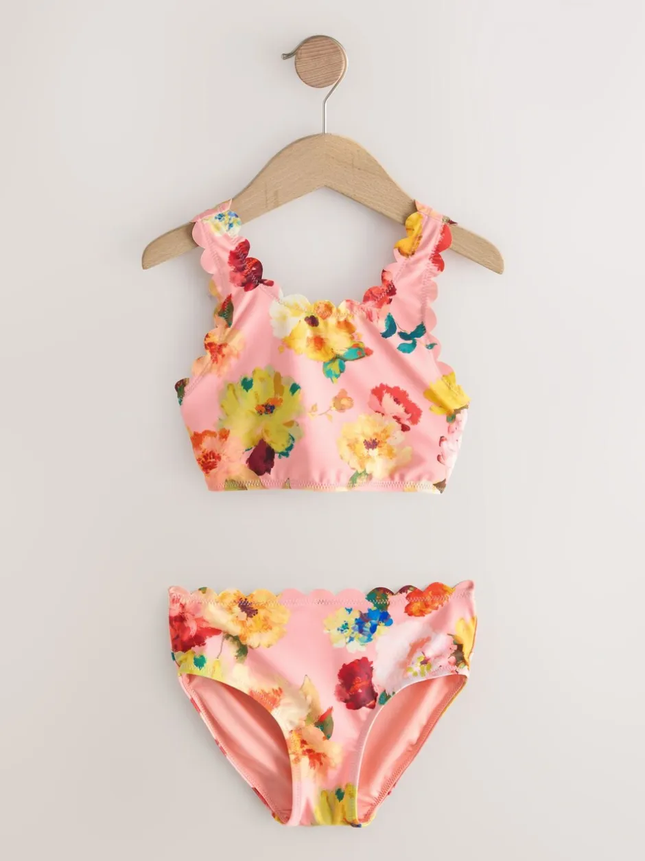 Badkleding*Next Roze - Floral Scallop Bikini (3-16yrs)