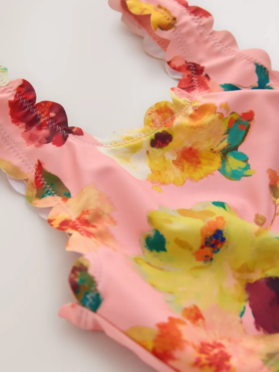 Badkleding*Next Roze - Floral Scallop Bikini (3-16yrs)