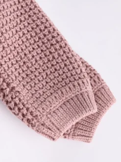 Gebreide Kleding|Next Roze - Gebreid babyvestje met geborduurde slogan op de rug (0mnd-2jr)