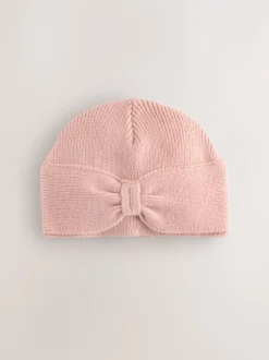 Mutsjes En Antikrabwantjes|Mutsen, Handschoenen En Sjaals|Next - Gebreide babymuts met strik en tulband (0mnd-2jr) Roze