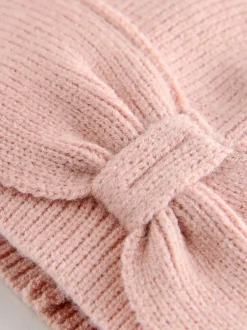 Mutsjes En Antikrabwantjes|Mutsen, Handschoenen En Sjaals|Next - Gebreide babymuts met strik en tulband (0mnd-2jr) Roze