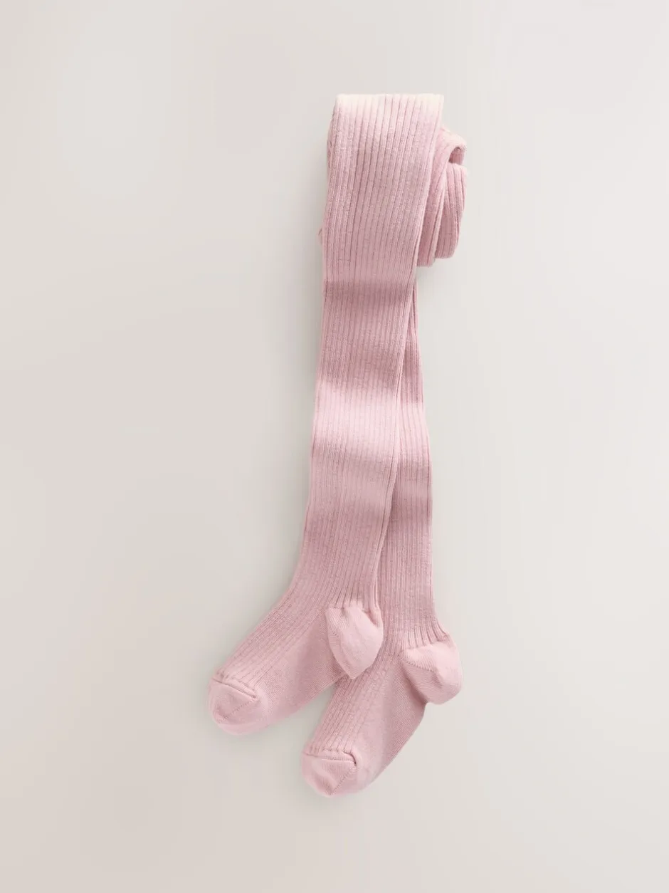 Sokken En Panty's*Next Roze - Geribbelde maillot met hoog katoengehalte