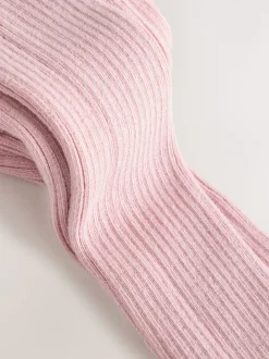 Sokken En Panty's*Next Roze - Geribbelde maillot met hoog katoengehalte