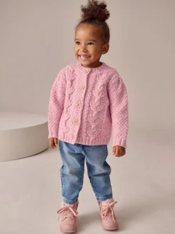 Gebreide Kleding|Next - Grofgebreid gebobbeld vest (3 mnd-10 jr) Roze
