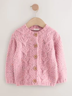 Gebreide Kleding|Next - Grofgebreid gebobbeld vest (3 mnd-10 jr) Roze