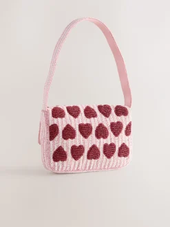Tassen En Portemonnees*Next Roze - Heart Beaded Shoulder Bag