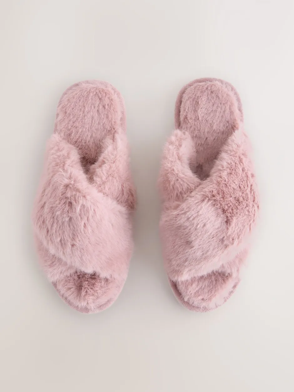 Pantoffels*Next - Instappantoffels van imitatiebont Roze