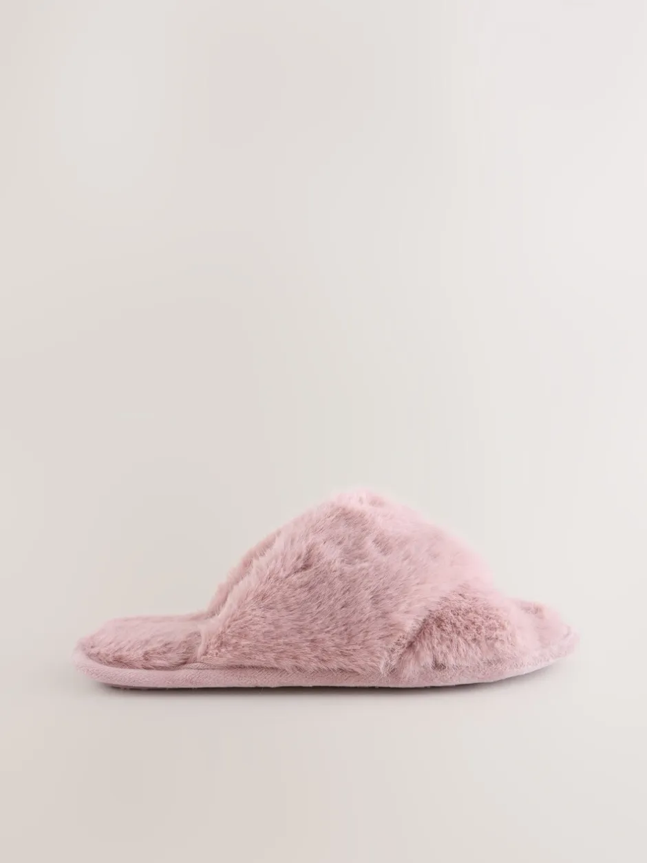Pantoffels*Next - Instappantoffels van imitatiebont Roze