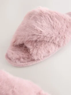 Pantoffels*Next - Instappantoffels van imitatiebont Roze