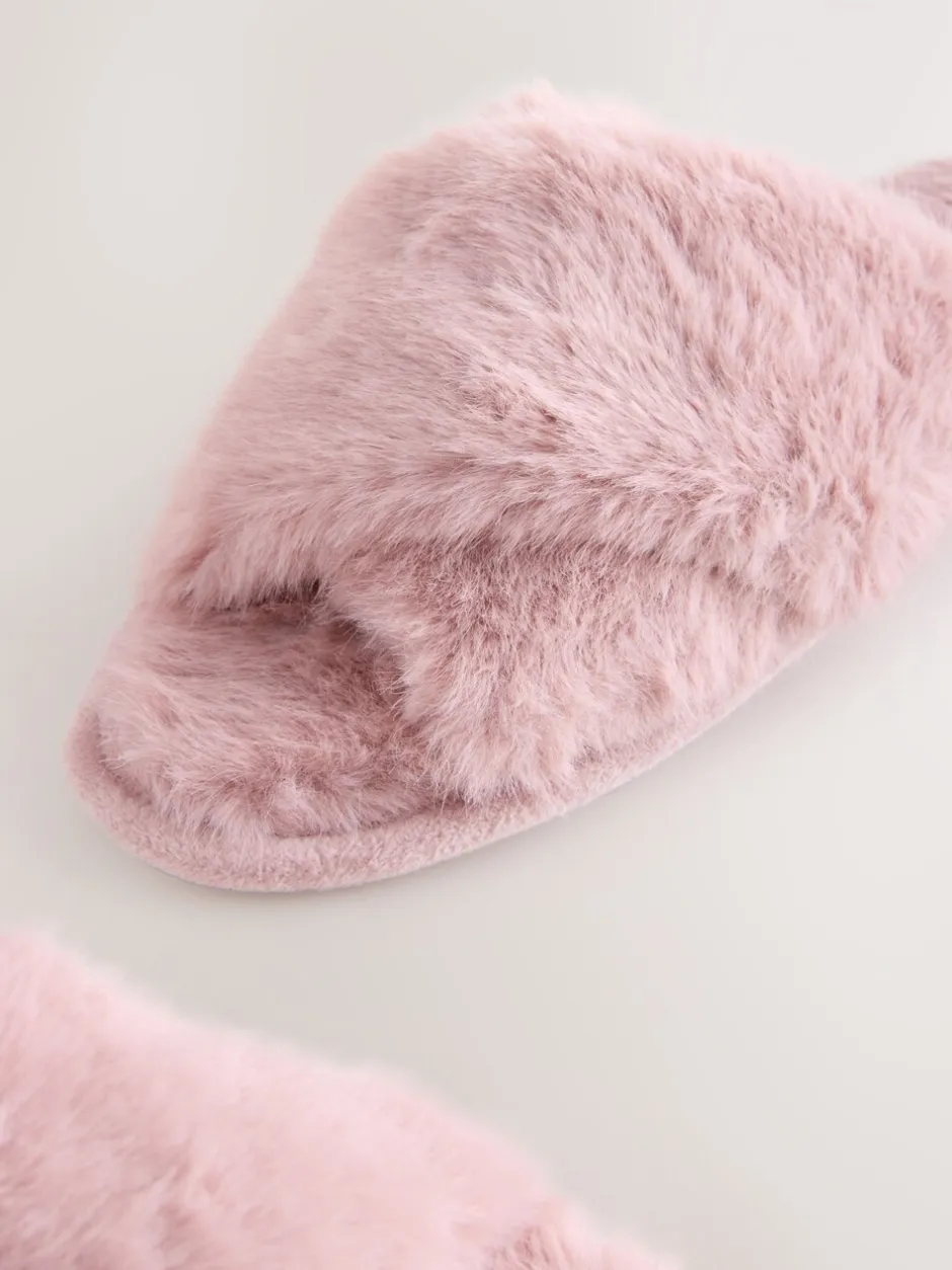 Pantoffels*Next - Instappantoffels van imitatiebont Roze