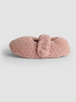 Pantoffels|Jojo Maman Bébé - Velvet Bow Ballet Pump Slippers Roze