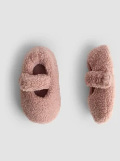 Pantoffels|Jojo Maman Bébé - Velvet Bow Ballet Pump Slippers Roze