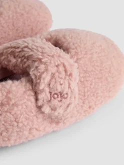 Pantoffels|Jojo Maman Bébé - Velvet Bow Ballet Pump Slippers Roze