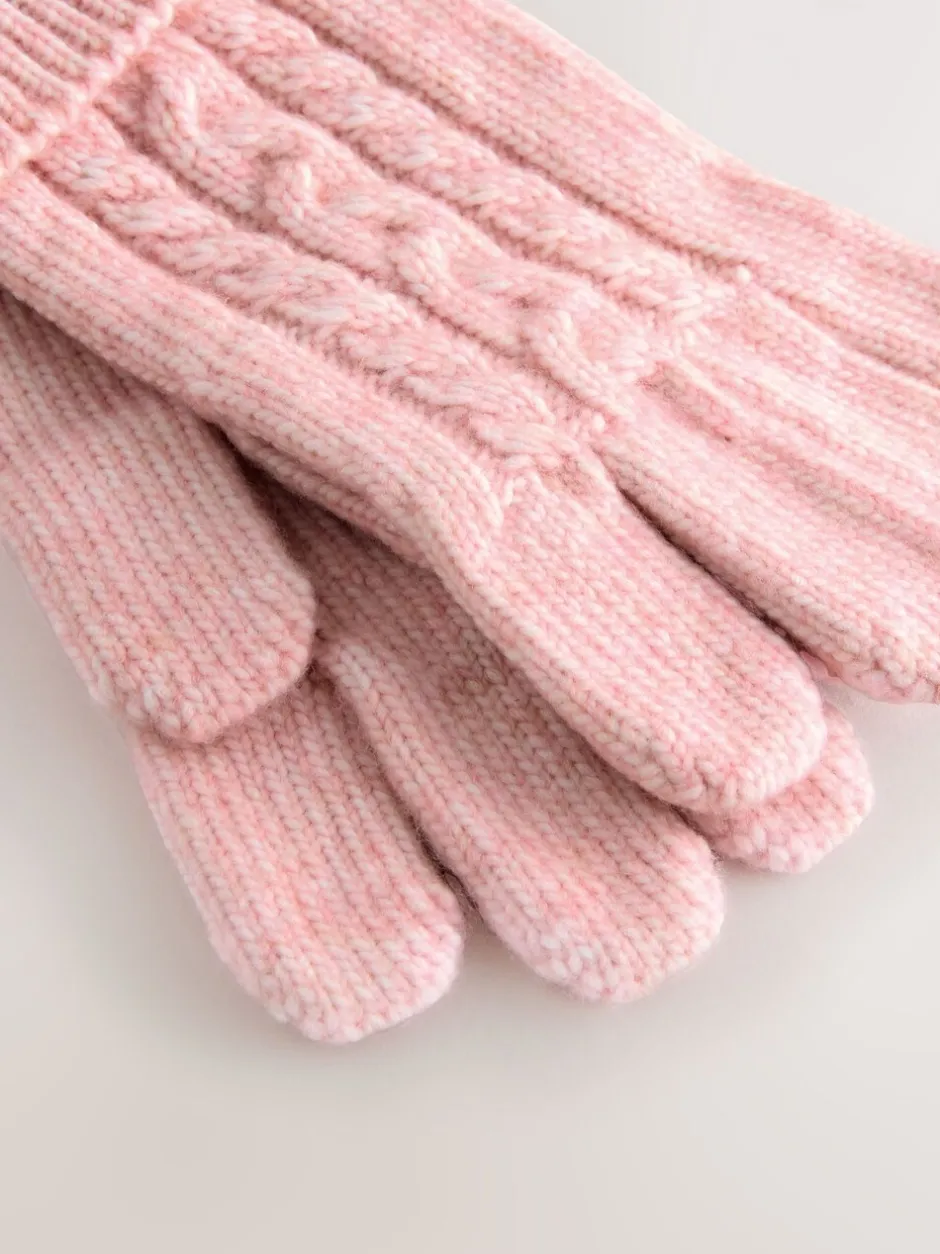 Mutsen, Handschoenen En Sjaals|Next - Kabelmuts, sjaal en handschoenenset (3-16jr) Roze