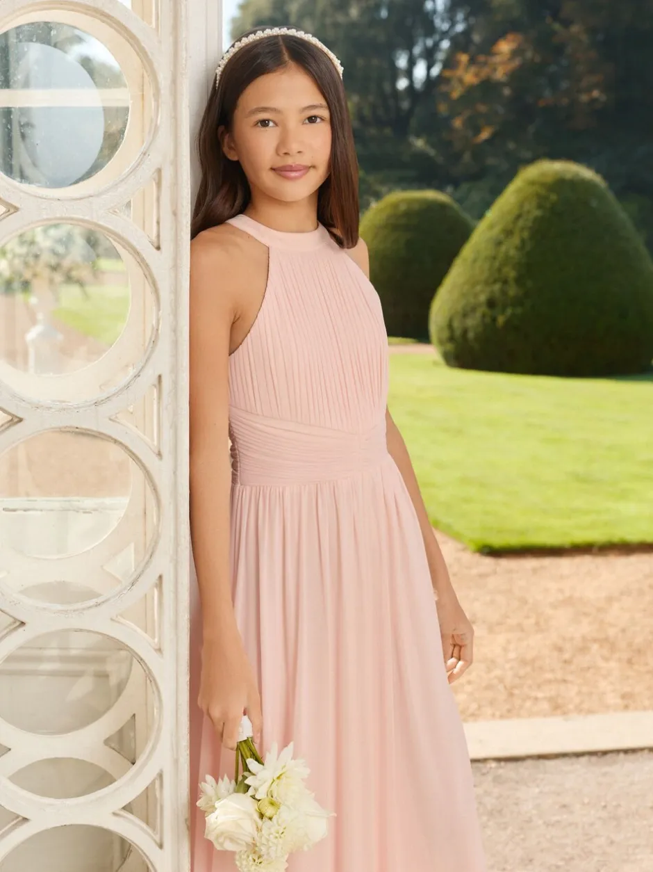 Jurken*Lipsy Roze - Pleated Halter Maxi Occasion Dress (5-16yrs)