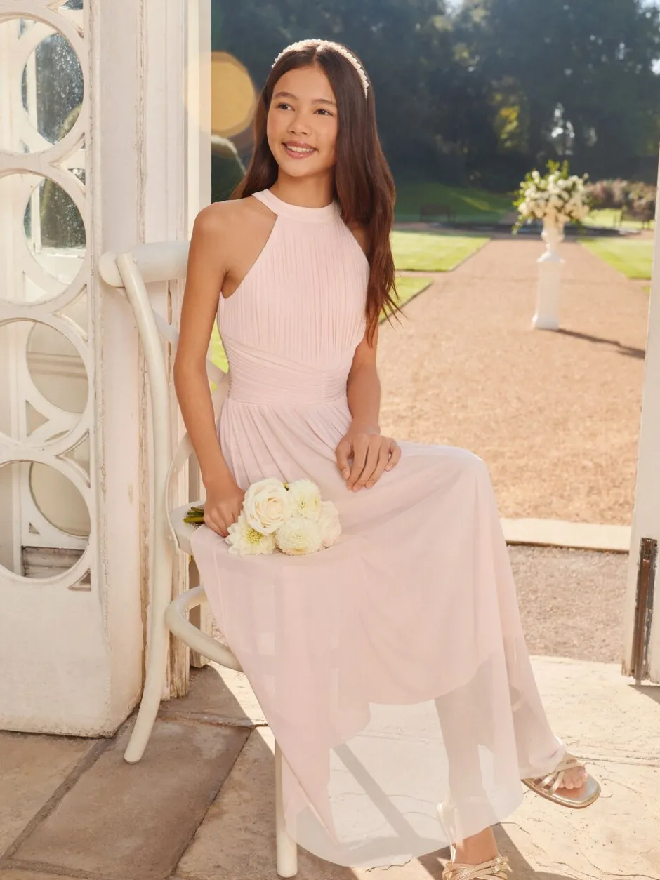Jurken*Lipsy Roze - Pleated Halter Maxi Occasion Dress (5-16yrs)