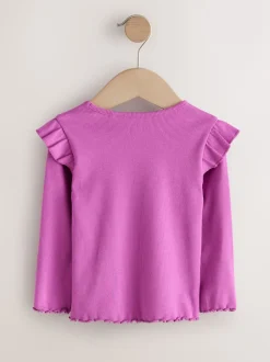 T-Shirts*Next - Long Sleeve Ribbed Frill Top (3mths-7yrs) Roze