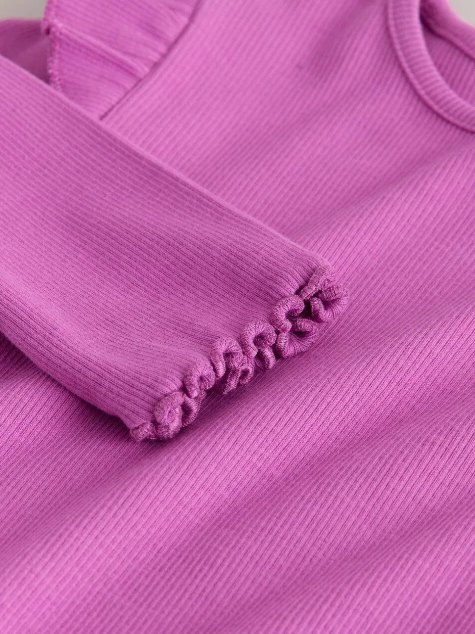 T-Shirts*Next - Long Sleeve Ribbed Frill Top (3mths-7yrs) Roze